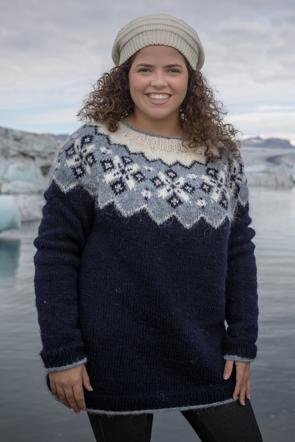 Icelandic Eli Navy Blue Wool Sweater Knitting Kit Lettlopi Knit Kit