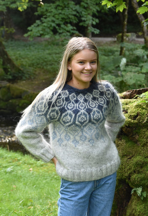 Elina Grande - Light Ash Grey Alafosslopi Wool Sweater Knitting Kit