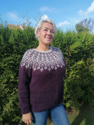 Elina - Dark Plum Sweater Knitting Kit