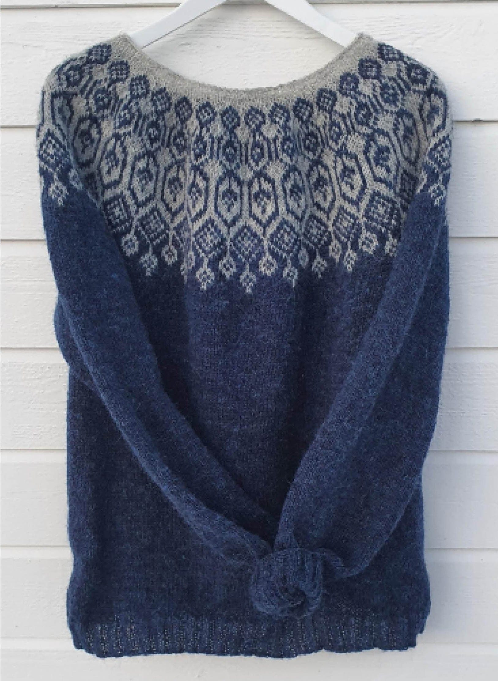 Elina - Winter Blue Sweater Knitting Kit - The Icelandic Store