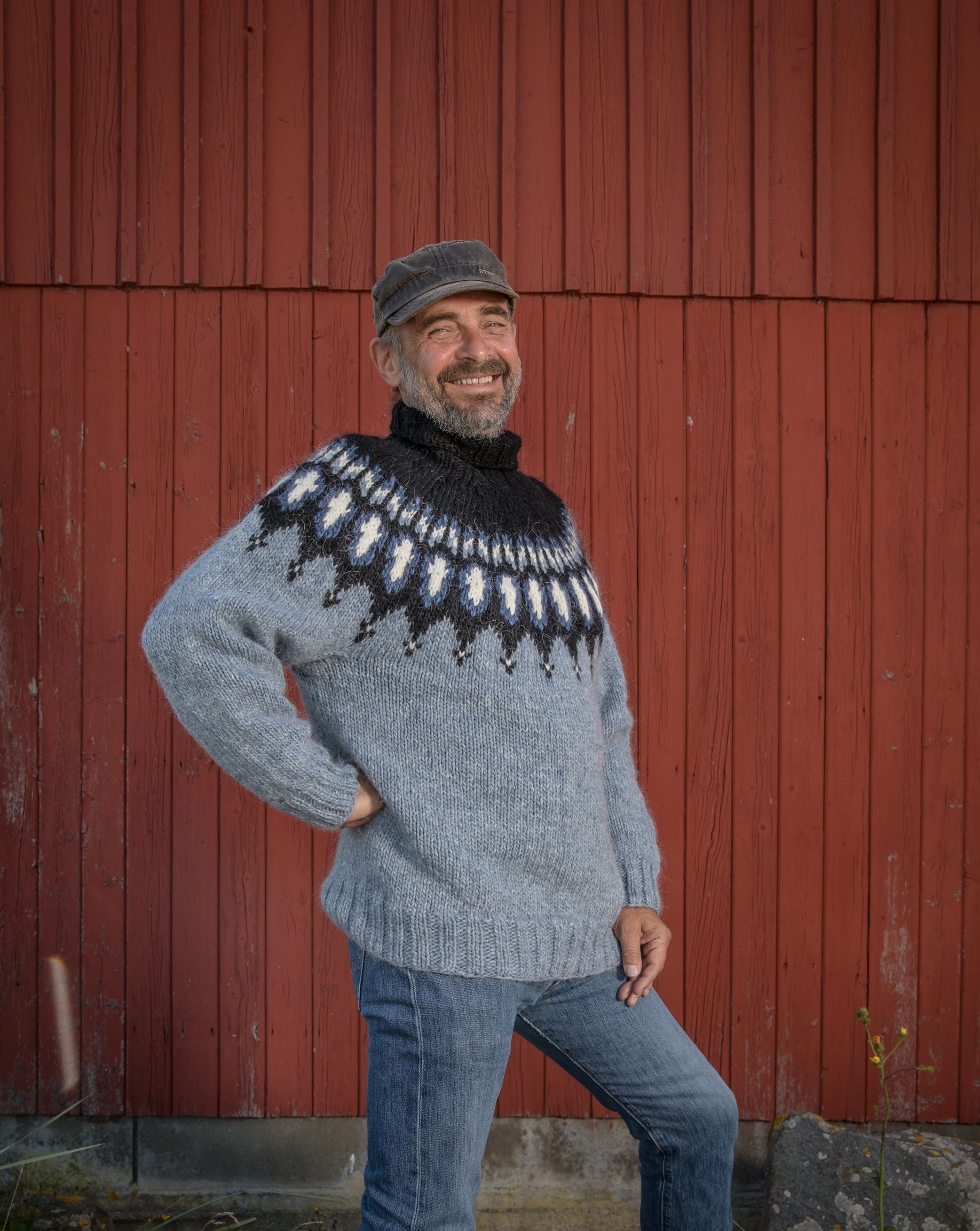 Finnbogi Denim Heather Wool Sweater  - Knitting Kit - The Icelandic Store