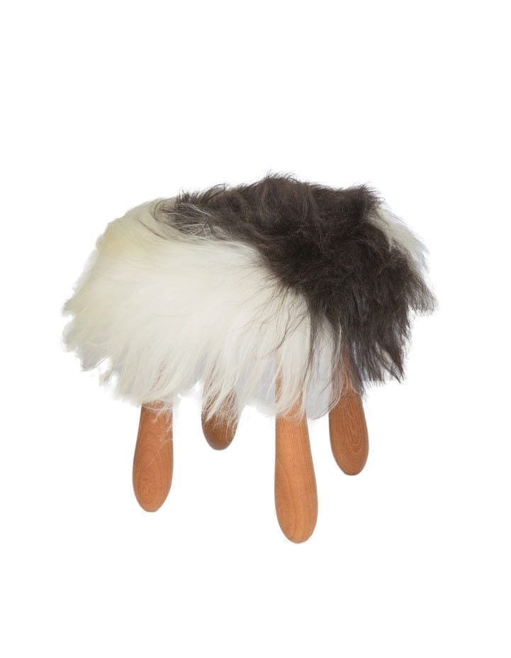 Fuzzy - Icelandic white sheepskin wool fur stool - The Icelandic Store
