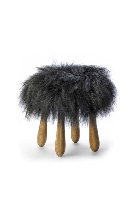 Fuzzy - Icelandic Grey sheepskin wool fur stool - The Icelandic Store