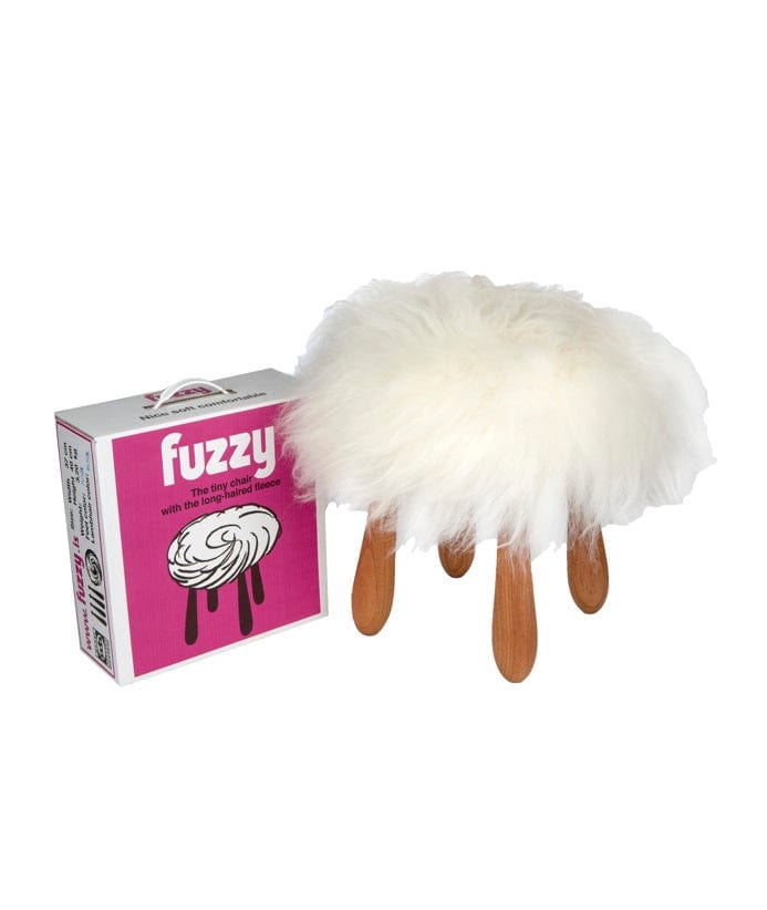 Fuzzy - Icelandic black sheepskin wool fur stool - The Icelandic Store
