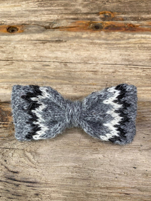 Knitted Wool Bow Tie - Grey