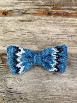 Knitted Wool Bow Tie - Light Blue