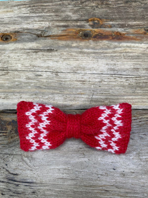 Knitted Wool Bow Tie - Christmas Red