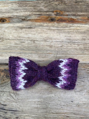 Knitted Wool Bow Tie - Plum Heather