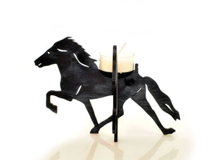 Icelandic Horse Shaped Plywood Candle Holder Laser Cut