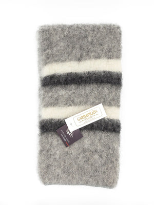 Brushed Icelandic Wool Scarf - Light Grey / White / Black