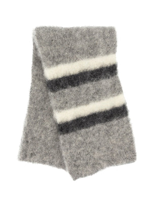 Brushed Icelandic Wool Mittens -  Light Grey / White / Black