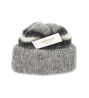 Brushed Icelandic Wool Scarf - Light Grey / White / Black