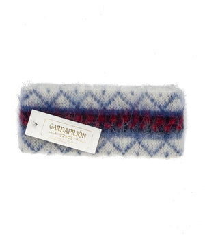 Brushed Wool Headband - White with blue, black and red frostrose