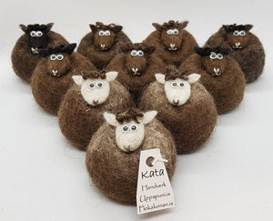 Icelandic Felted Wool Sheep Ornament - Brown