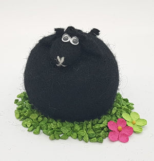 Icelandic Felted Wool Sheep Ornament - Black