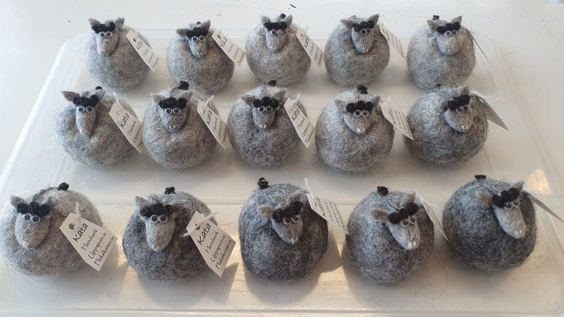 Icelandic Felted Wool Sheep Ornament -  Dark Grey