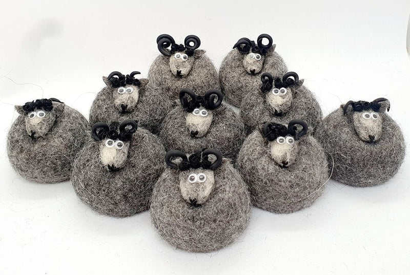 Icelandic Felted Wool Sheep Ornament - Grey - The Icelandic Store