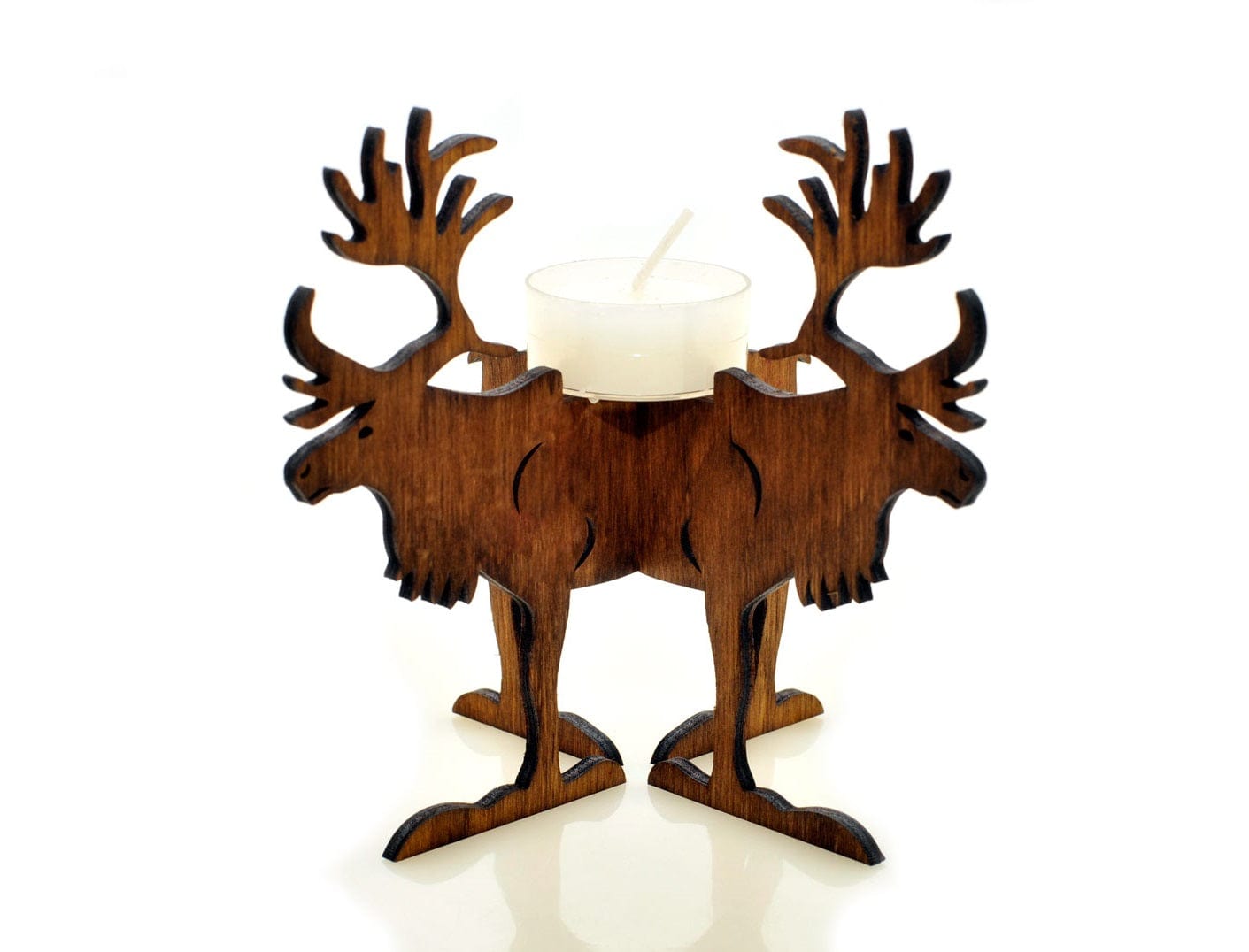 Icelandic Reindeer Shaped Plywood Candle Holder Laser Cut - The Icelandic Store