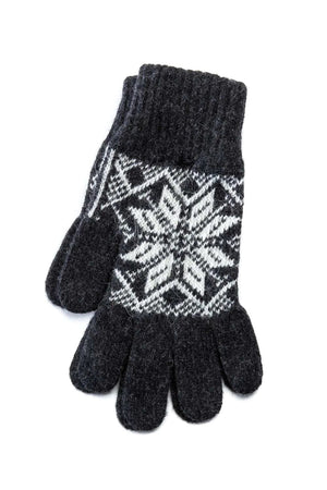 Ladies mittens – Scandinavian pattern - Dark Grey