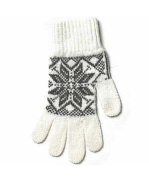 Icelandic Wool Gloves - White Grey - Women