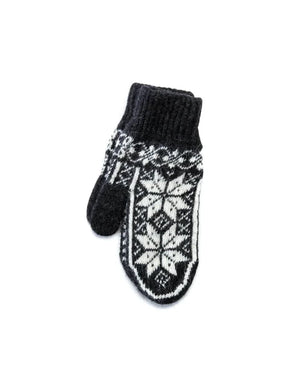 Ladies mittens – Scandinavian pattern - Dark Grey