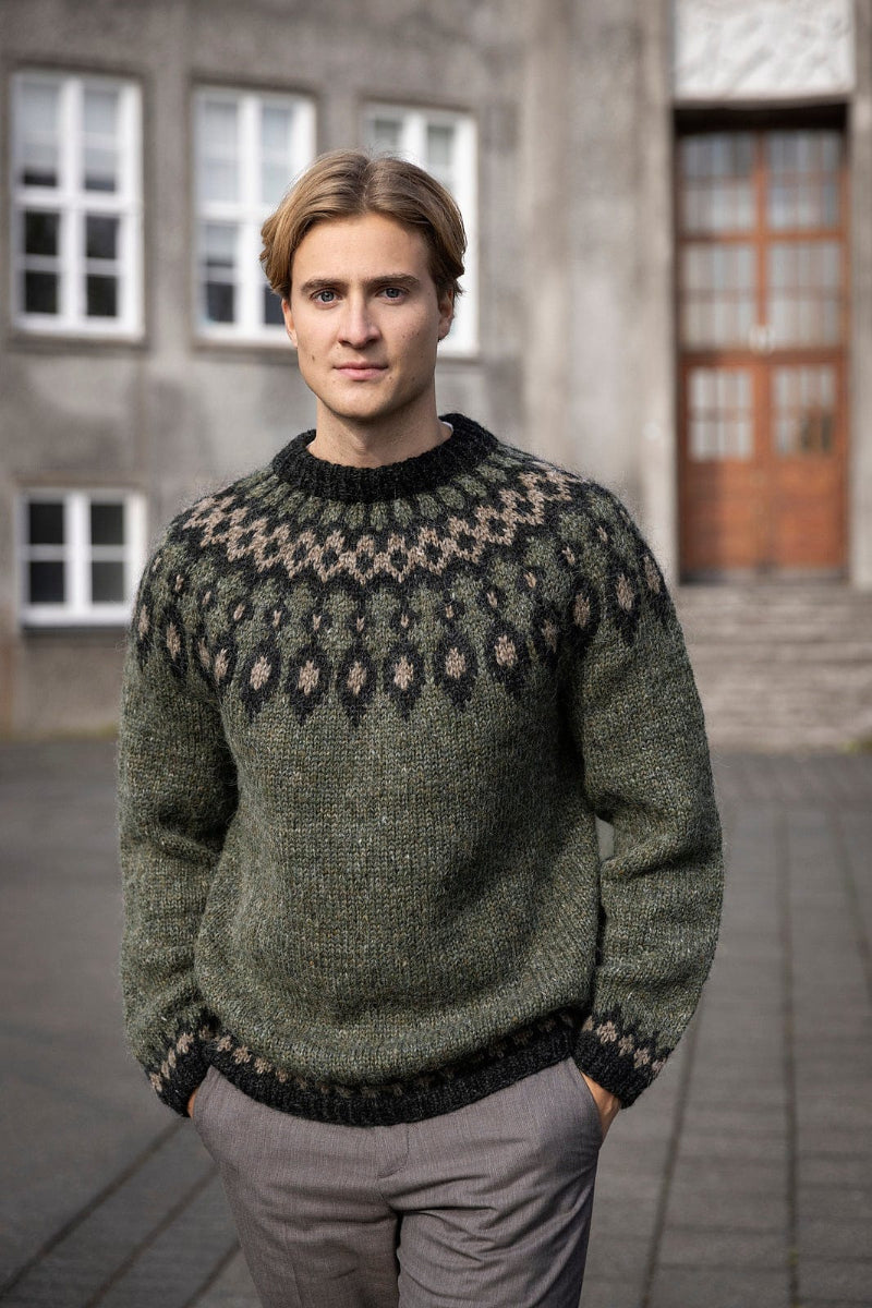 Skammdegi Icelandic Sweater Green Handmade Woolen Comfort