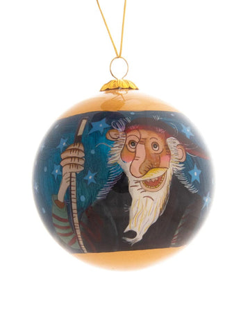 Handpainted Christmas Ball Ornament, Sheep Worrier & Gully Gawk