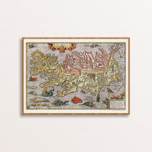Islandia Iceland Antique Map Poster 1590 - Wall art illustrations