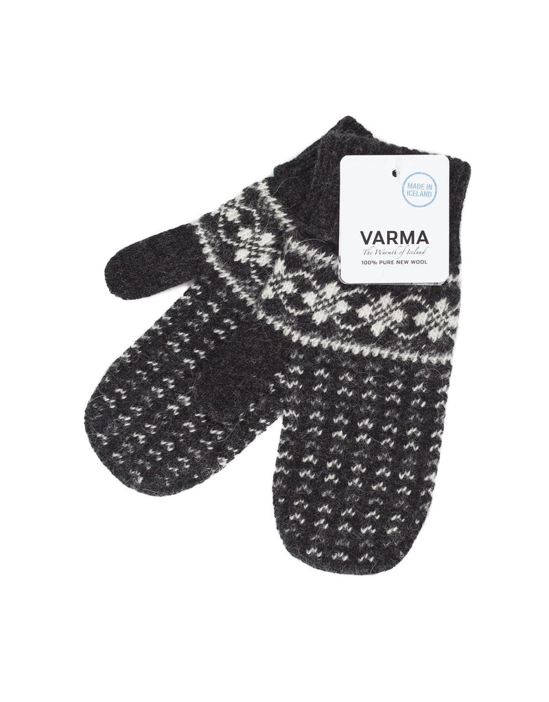 Jökla wool mittens – Scandinavian pattern - Dark grey - The Icelandic Store