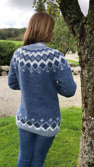 Jonsok  - Blue Lett-Lopi wool sweater - Knitting Kit