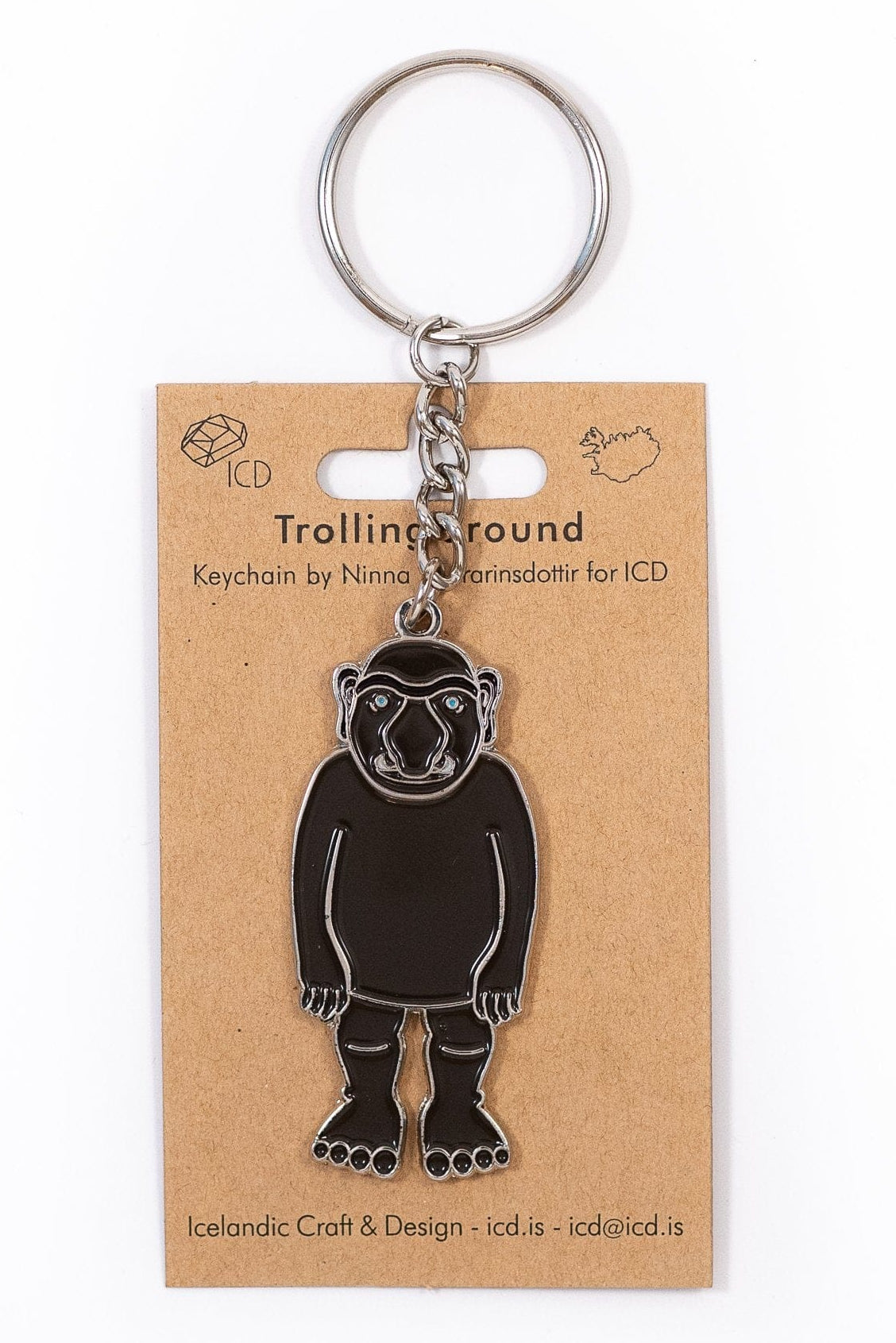 Trolling keychain — metal keychain with enamel on both sides, Nordlings artwork by Ninna Thorarinsdottir (ICD)