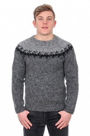 Viðar wool sweater Black Blue - Knitting Kit
