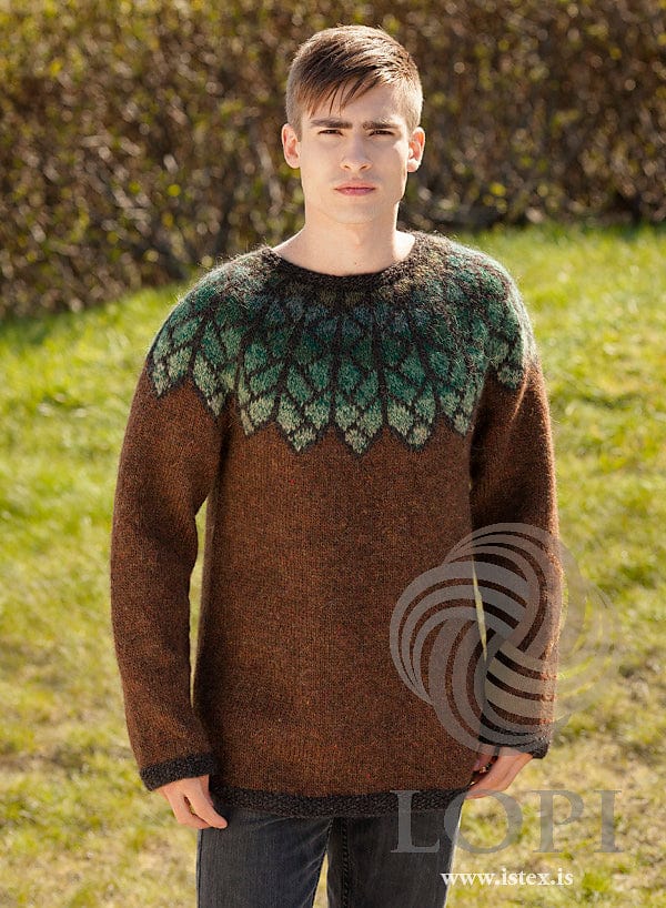 Fjörður - Icelandic Brown wool sweater - Knitting Kit - The Icelandic Store