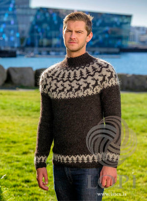 Reindeer Black Christmas Wool sweater - Knitting Kit