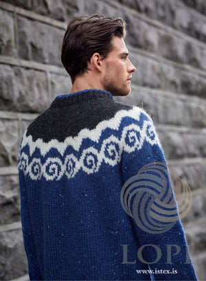 Blue Spiral wool sweater - Knitting Kit