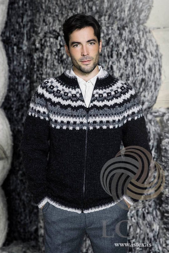 Moska - Black Full Zip Cardigan Knitting Kit