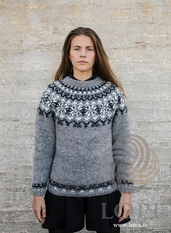 Fræ - Lettlopi Grey Wool sweater - Knitting Kit - The Icelandic Store