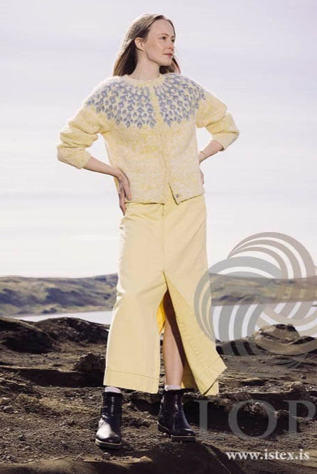 Bláregn Yellow wool button Cardigan - Knitting Kit