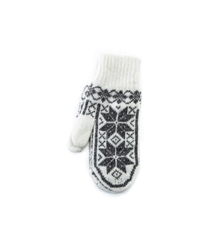 Ladies mittens – Scandinavian pattern - White