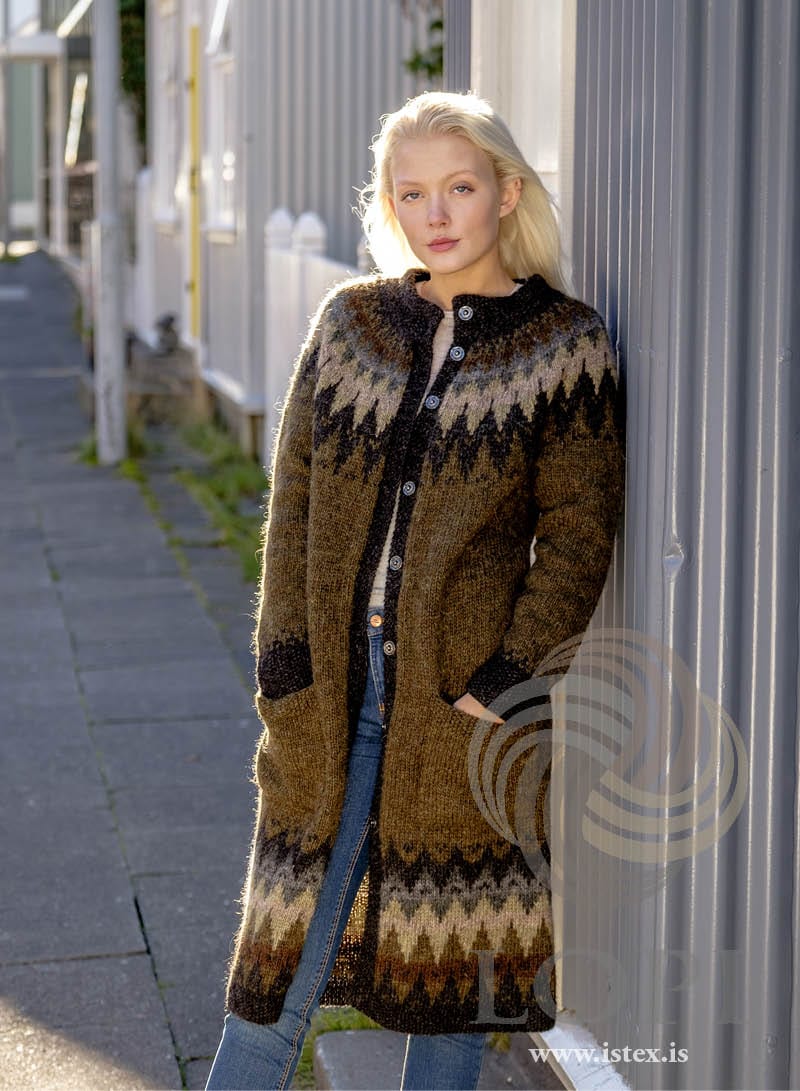 Late Summer Jacket Yellow Green - Knitting Kit - The Icelandic Store
