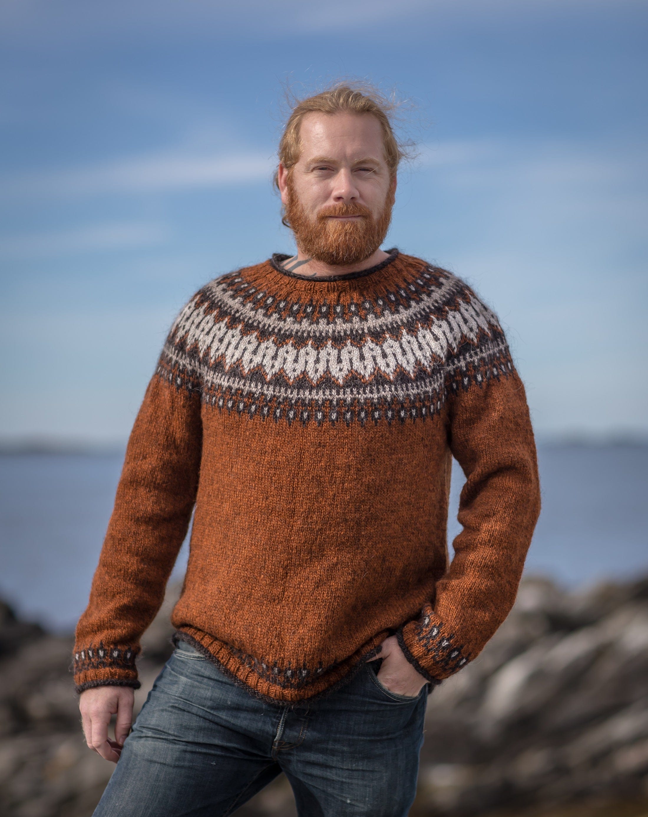 Leopold Icelandic Sweater Rust Heather - Knitting Kit - The Icelandic Store