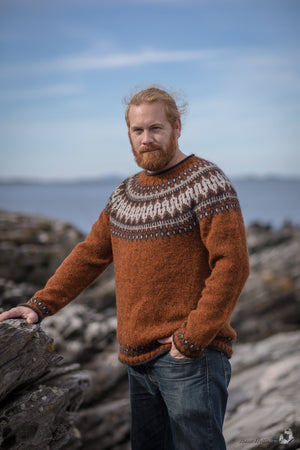 Leopold Icelandic Sweater Rust Heather - Knitting Kit