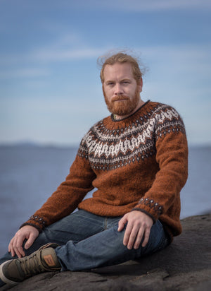 Leopold Icelandic Sweater Rust Heather - Knitting Kit