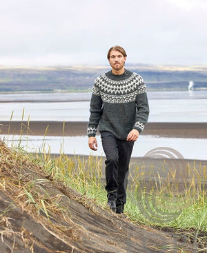 Alexander Icelandic sweater Grey Green - Knitting Kit