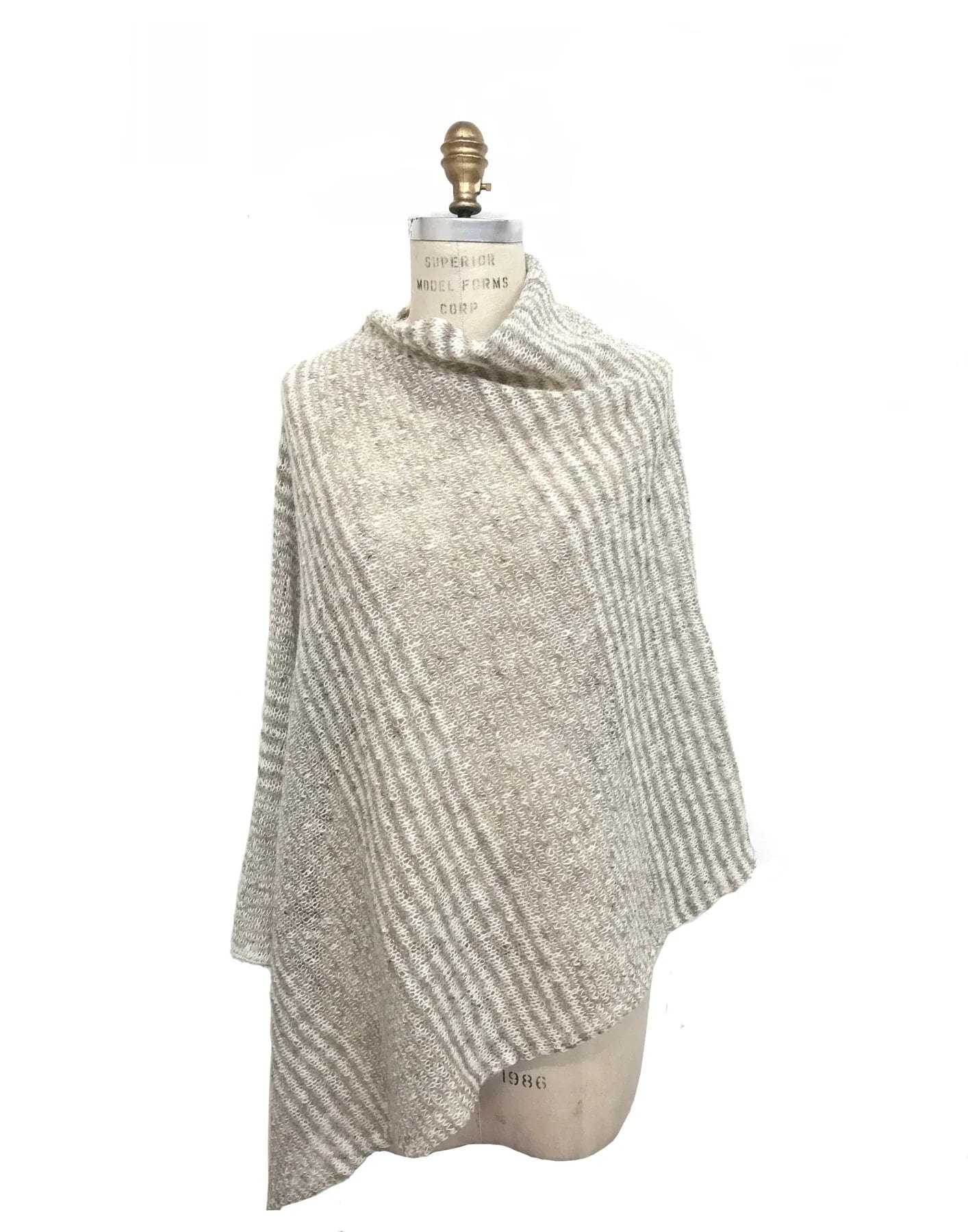 Light Wool Poncho Grey and Black