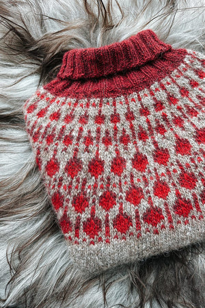 Lingonberry Red Lettlopi Wool Sweater - Knitting kit