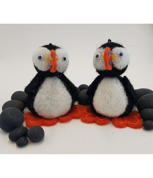 Felted wool Puffin Ornament