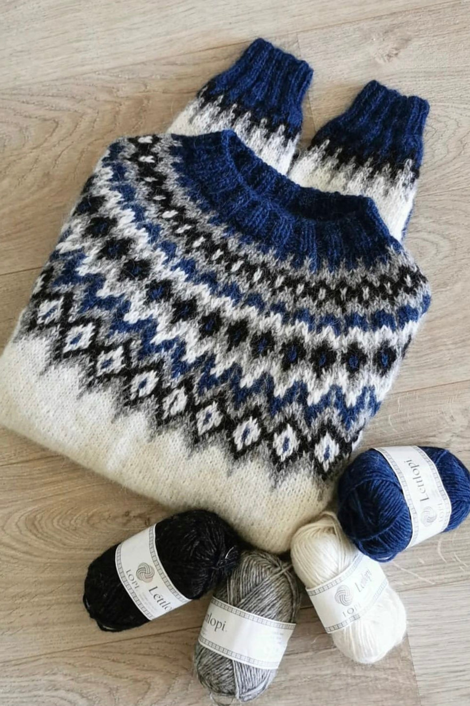 Icelandic Margret Lapis Blue Wool Sweater Knitting Kit- Lettlopi