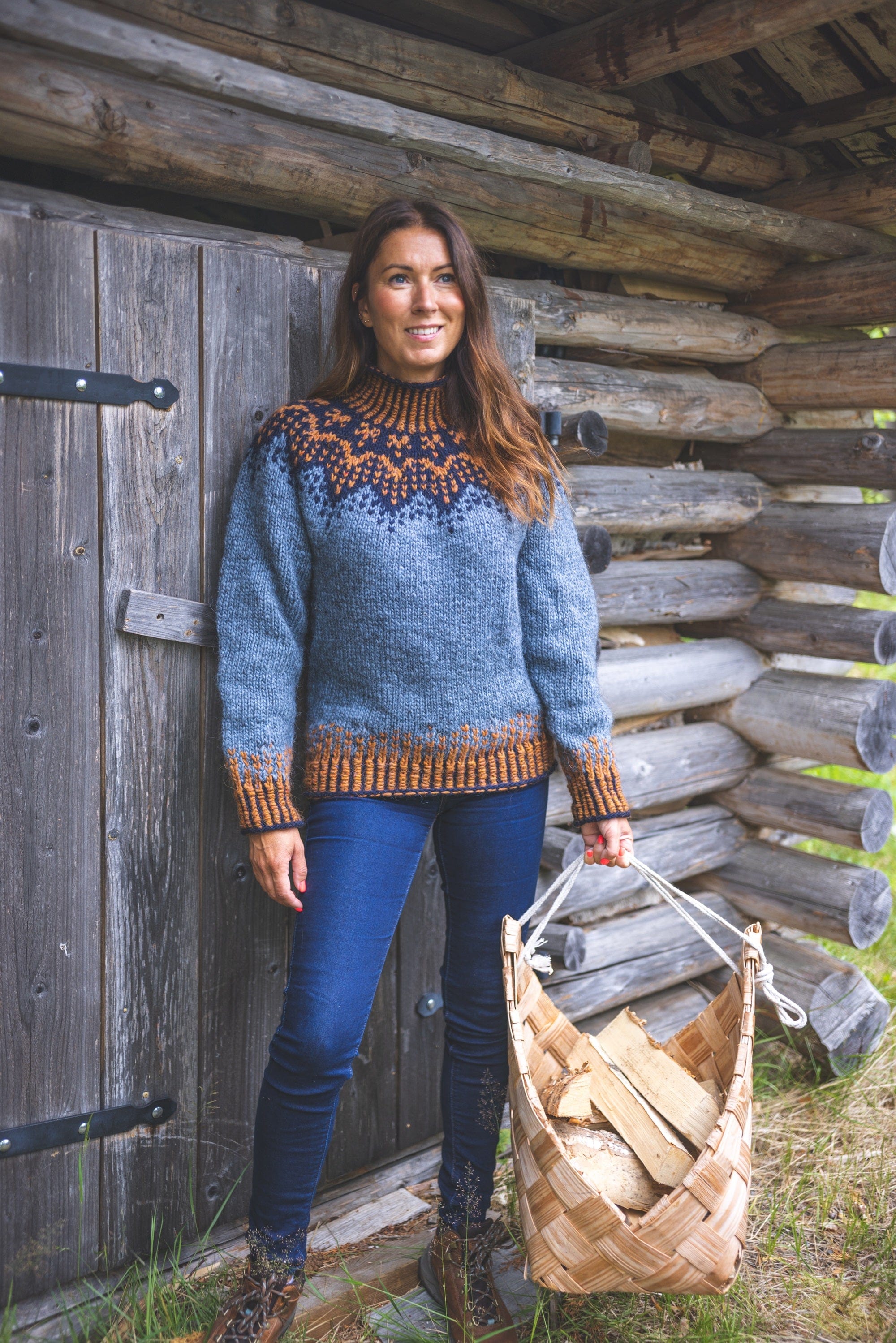 Merineule Blue Wool sweater knitting kit