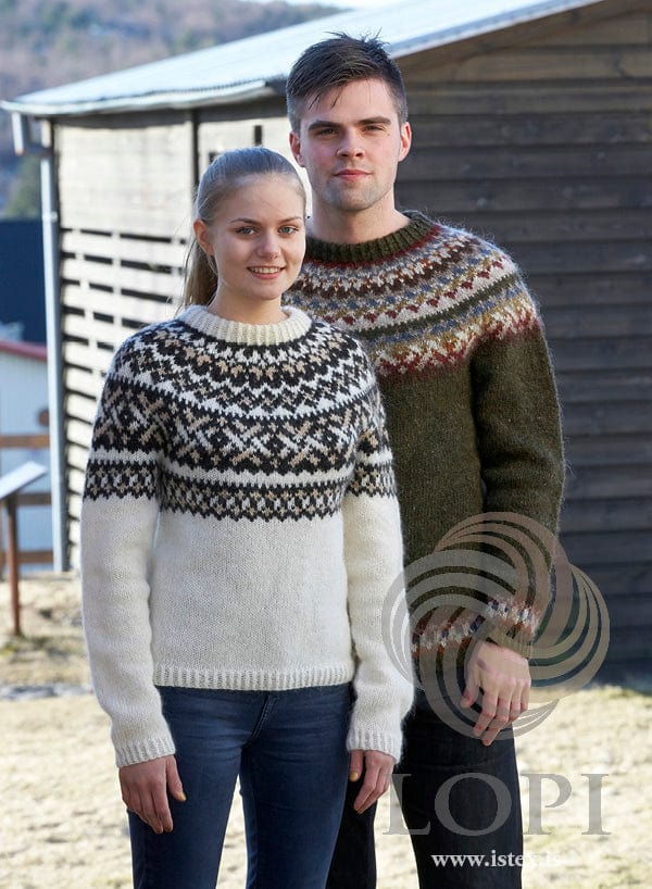 Sjóna Moss Green Lettlopi Wool sweater - Knitting Kit - The Icelandic Store